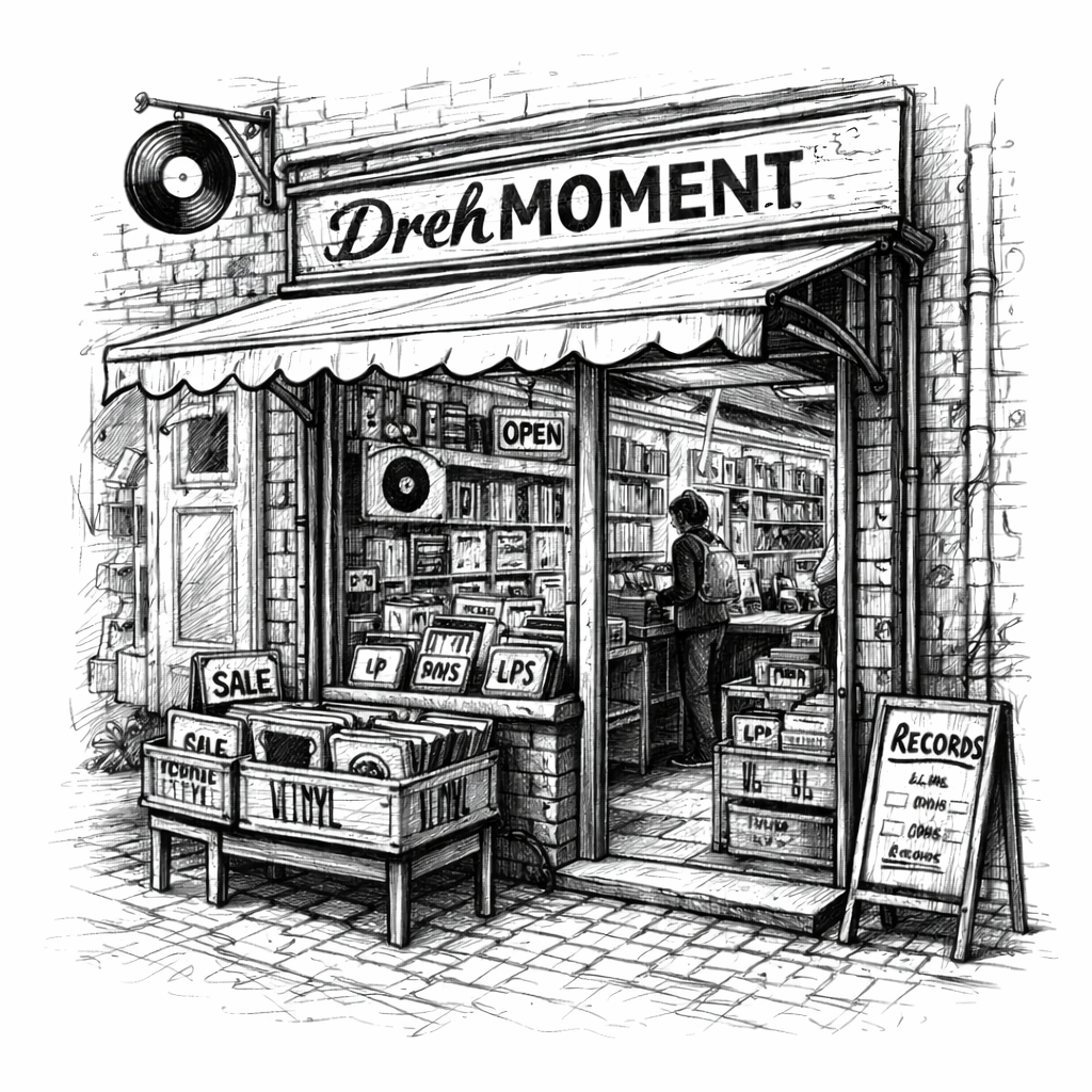 DrehMOMENT – Plattenladen Skizze